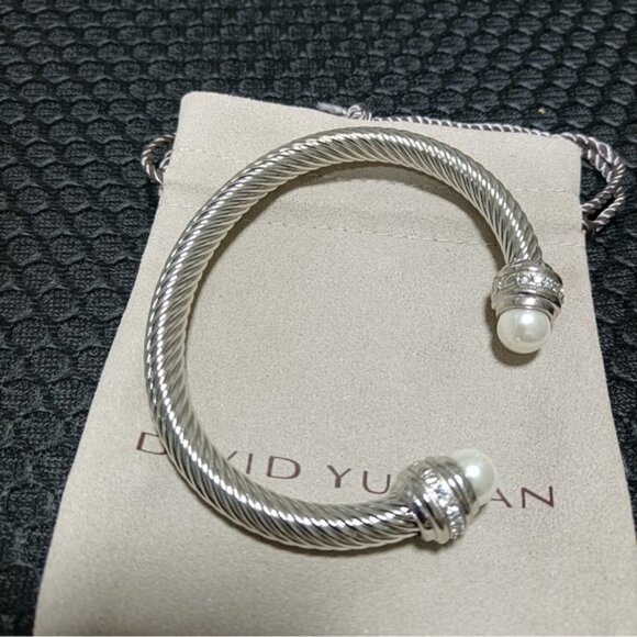 David Yurman Jewelry - Refined David Yurman Pearl & Diamond Cable Cuff